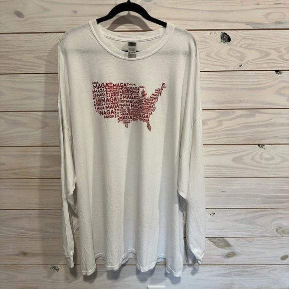 Other - White Long Sleeve Shirt with Red MAGA Graphic